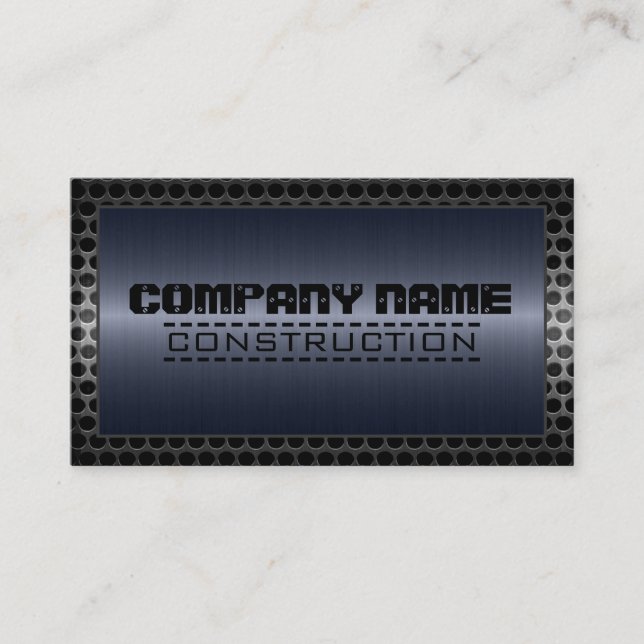 Metal Border Construction Elegant Steel Look #10 Business Card (Front)