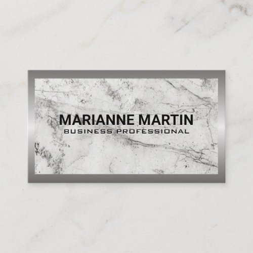 Metal Border  Marble Background Business Card