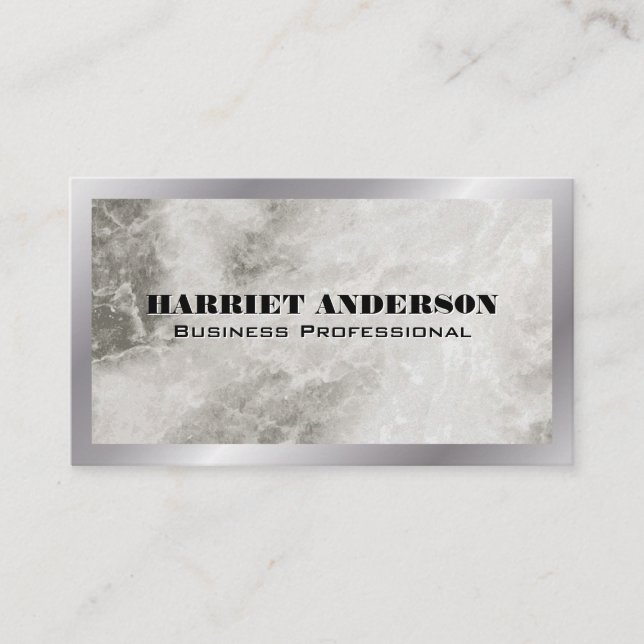 Metal Border | Marble Business Card (Front)