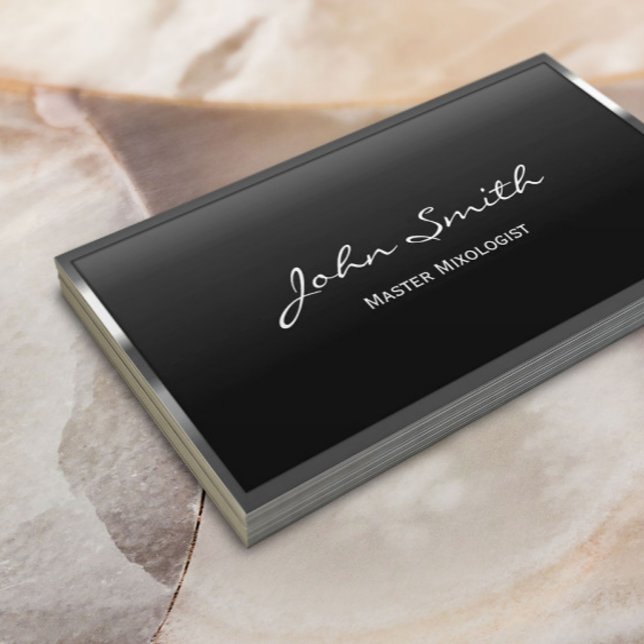 Metal Border Mixologist Bartender Bar Business Card (Creator Uploaded)