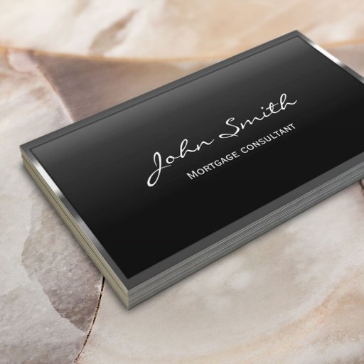 Customizable Metal Border Mortgage Agent Business Card