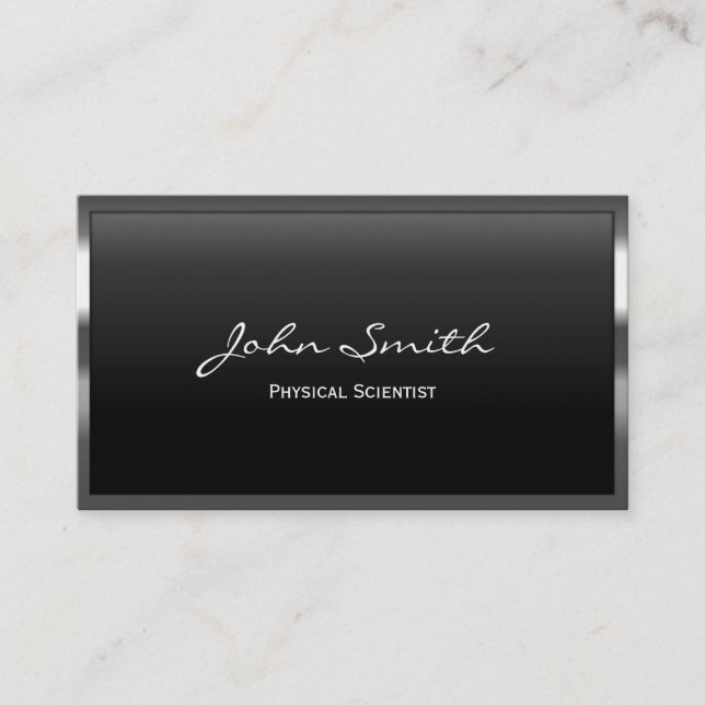 Metal Border Physical Scientist Business Card (Front)