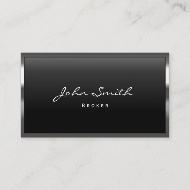 Metal Border Real Estate Broker Business Card (Front)