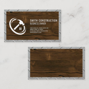 Metal Border Wood Background Business Card