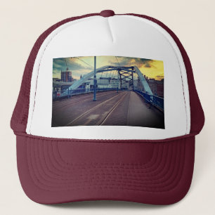 Metal bridge trucker hat