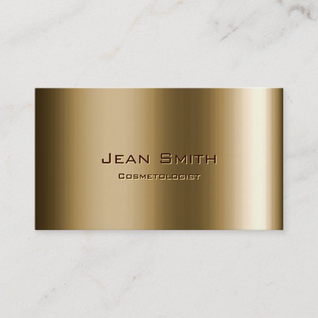 Metal Bronze Cosmetologist Business Card (Front)