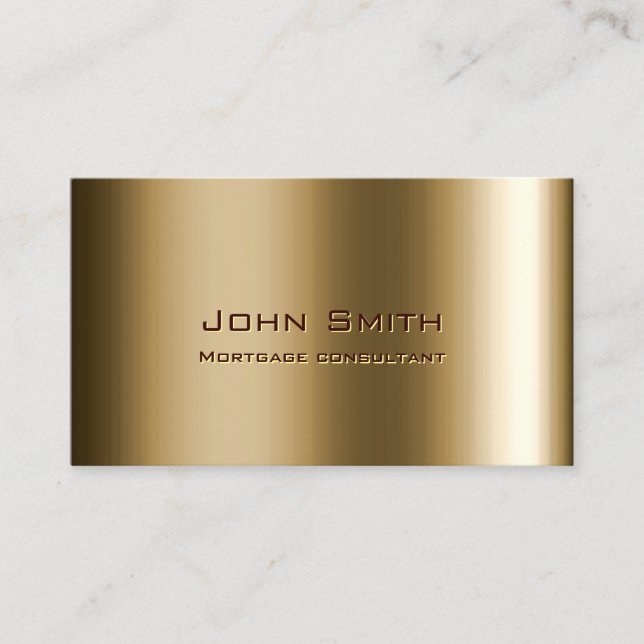 Metal Bronze Mortgage Agent Professional Business Card (Front)