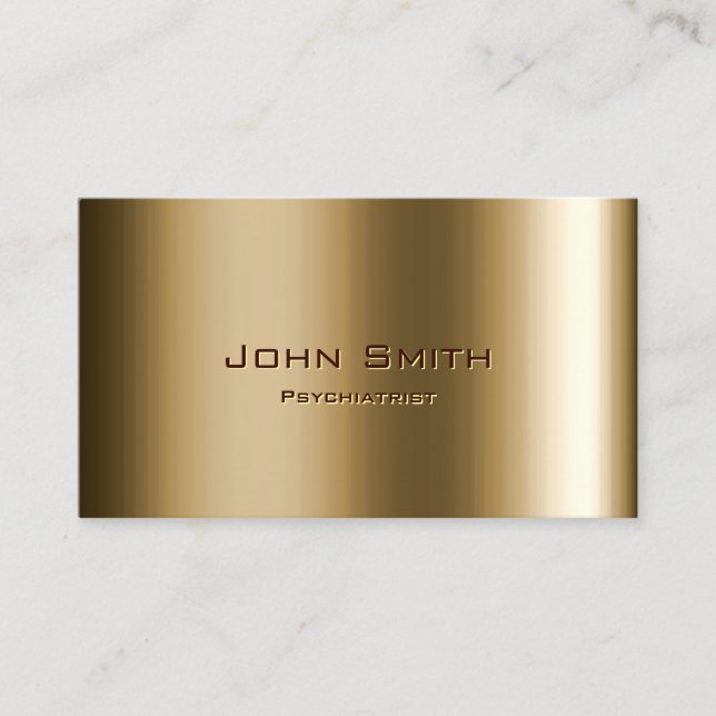 Metal Bronze Psychiatrist Business Card (Front)