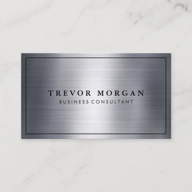 Metal Brushed Black Border Business Card (Front)