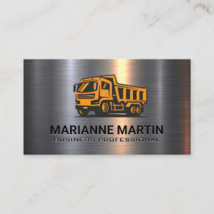 Metal Brushed Construction Dump Truck Vehicle Business Card