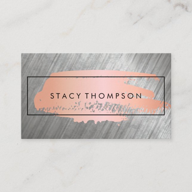 Metal Brushed | Pink Paint Stroke Business Card (Front)