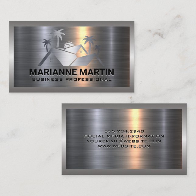 Metal Brushed | Real Estate Logo Business Card (Front/Back)