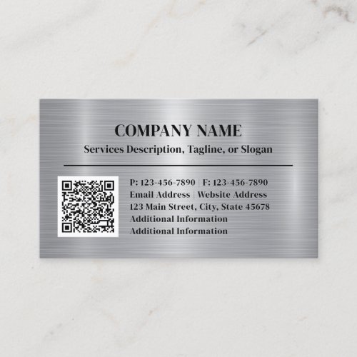Metal Brushed Steel Aluminum Style Add QR Code Business Card