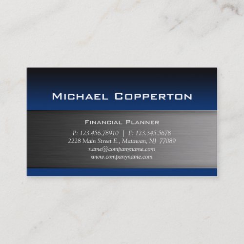 Metal Business Card Blue Header
