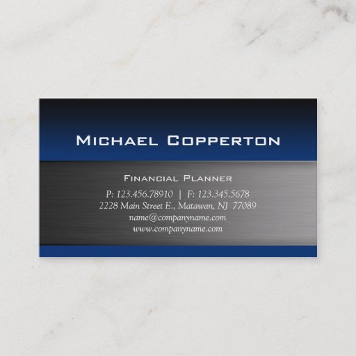 Customizable Metal Business Card Blue Header