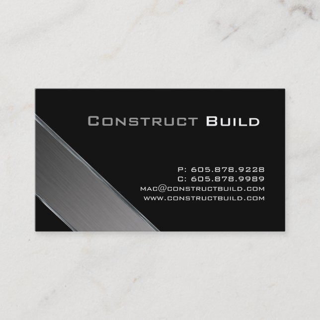 Metal Business Card Construction Trucking Brushed (Front)