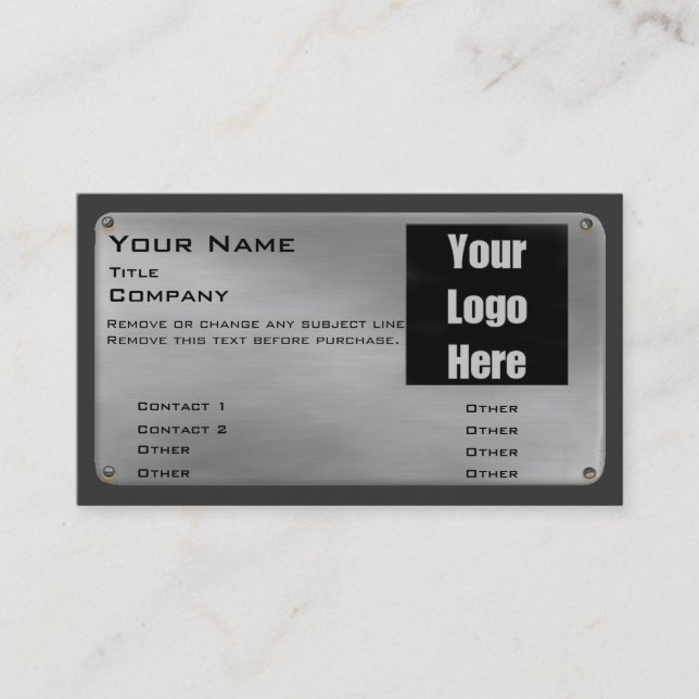 Metal Business Card II -silver- with logo (Front)
