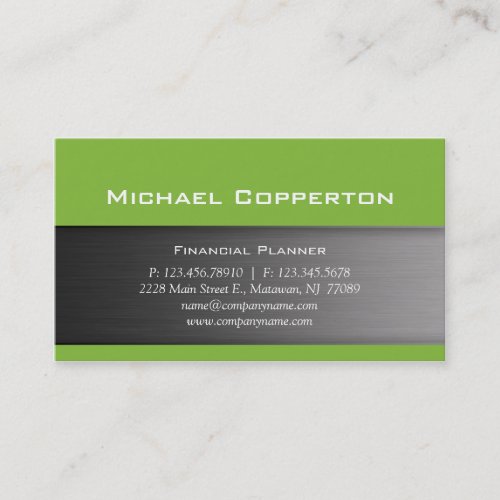 Metal Business Card Lime Green Header