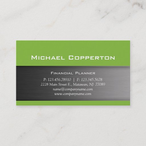 Customizable Metal Business Card Lime Green Header