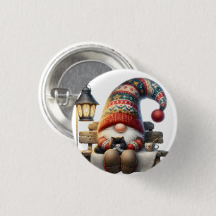 Metal Button Pin Winter Gnome