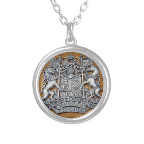 Metal Canada Coat of Arms Silver Plated Necklace
