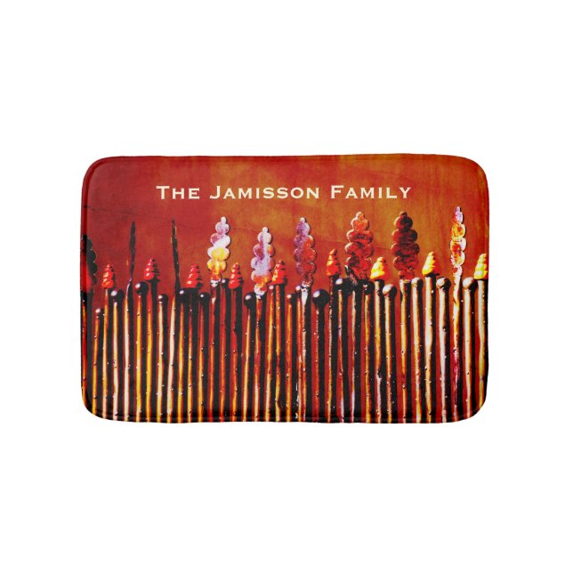 Metal Candles Personalized Name Orange Plush Bathroom Mat (Front)