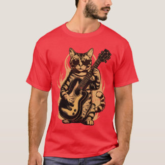 Metal Cat Plays Acoustic Guitar Rock Cute friend T-Shirt
