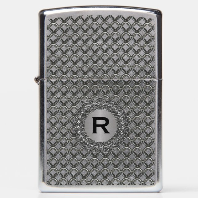 Metal Chain Look Monogrammed Zippo Lighter (Front)