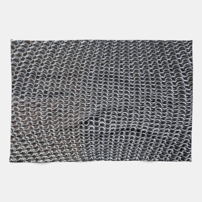 metal chain mail armor medieval knight fighter his kitchen towel (Horizontal)