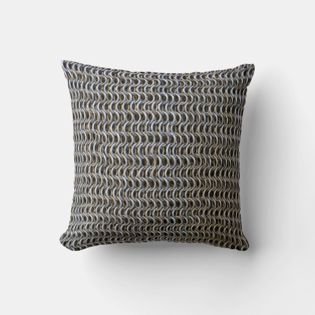 metal chain mail armor medieval knight fighter his throw pillow (Front)
