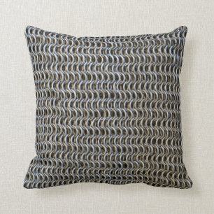 metal chain mail armor medieval knight fighter his throw pillow