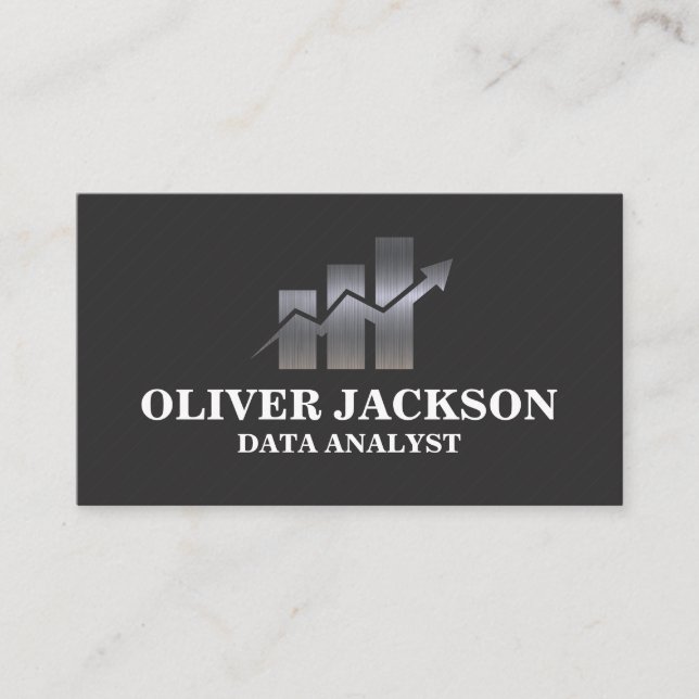 Metal Chart Bar Graph | Finance Investments Business Card (Front)