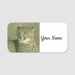 metal cheetah name tag