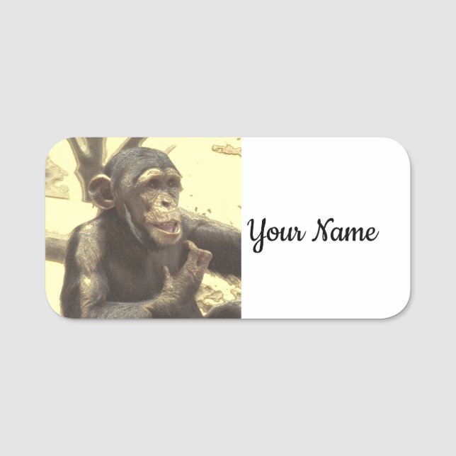 metal Chimp Name Tag (Front)