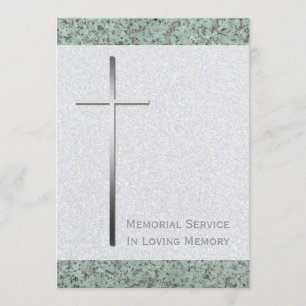 Metal Christian Cross Stone 2 Memorial Service Invitation
