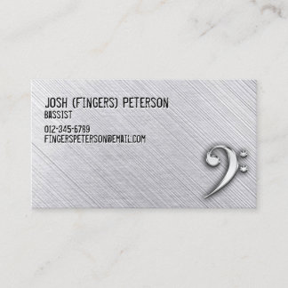 Metal Chrome Bass Clef Bassist Business Card