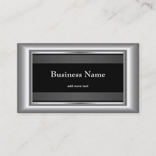 Metal Chrome Elegant Black &amp; White Style Silver Business Cards