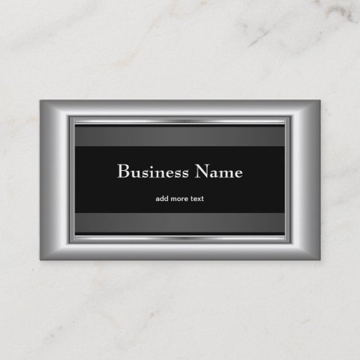 Customizable Metal Chrome Elegant Black &amp; White Style Silver Business Cards