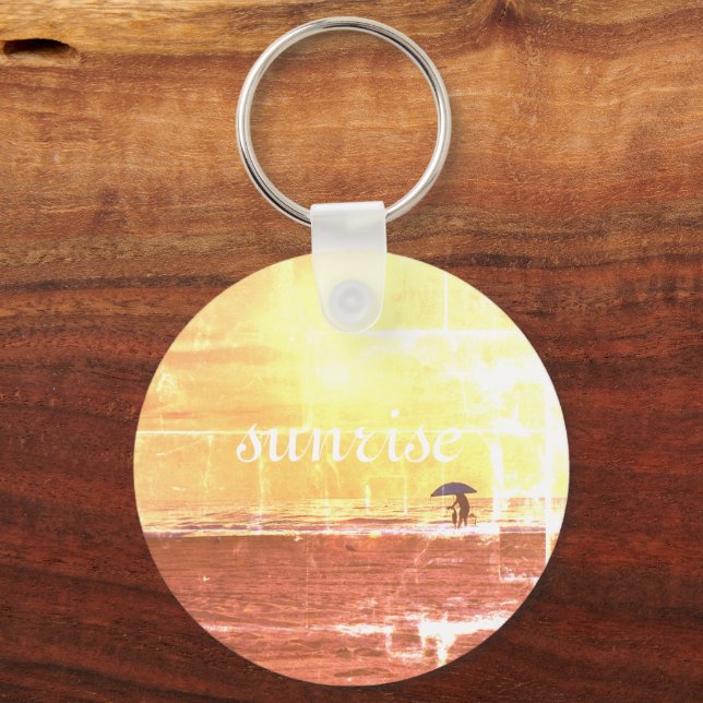 Metal Circle Keychain, 2" Sunrise Keychain (Front)