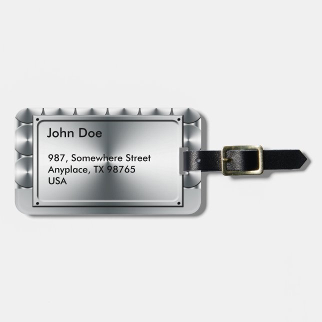 Metal circles pattern luggage tag (Front Horizontal)