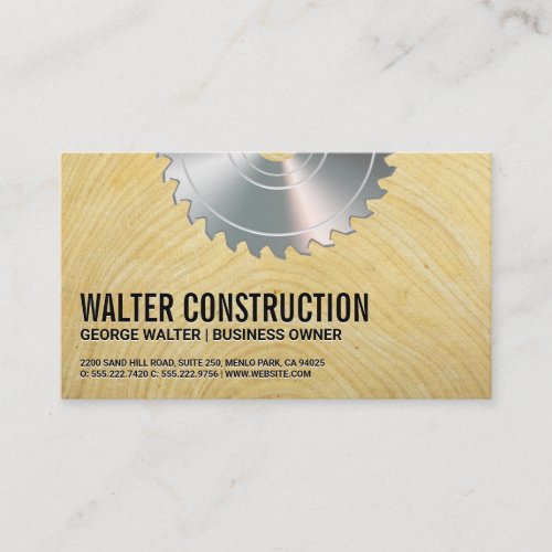 Metal Circular Saw  Wood Grain  Construction Business Card
