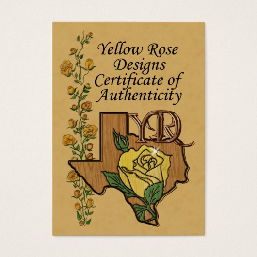 Metal Clay Jewelry Certificate of Authenticity (Front)