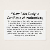 Metal Clay Jewelry Certificate of Authenticity (Back)