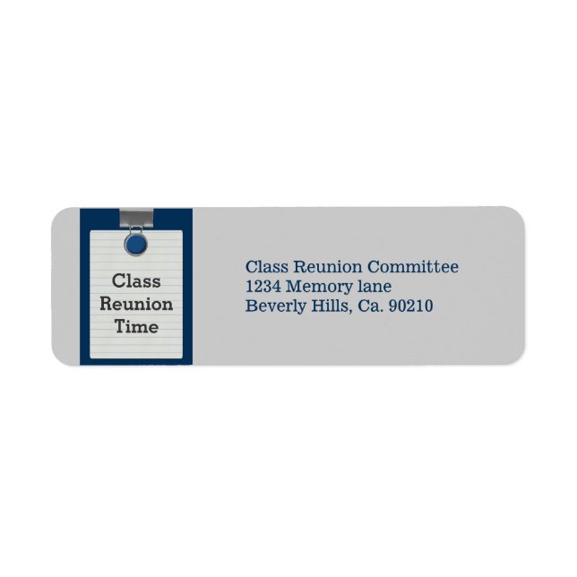 Metal Clip Notepaper Blue Class Reunion Label (Front)
