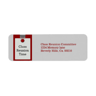 Metal Clip Notepaper Red Class Reunion Label