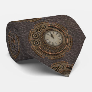 Metal Clock Steampunk Vintage Industrial Neck Tie