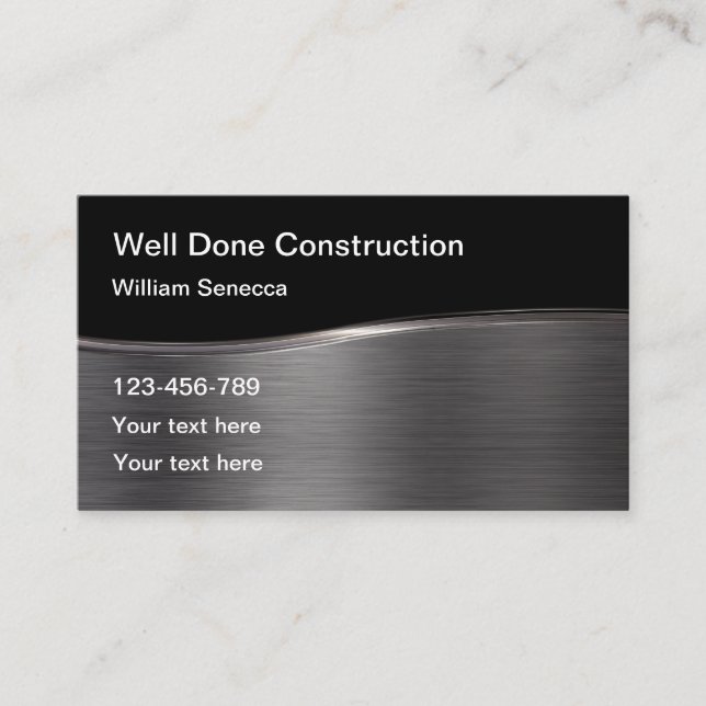 Metal Construction Business Template  Card (Front)