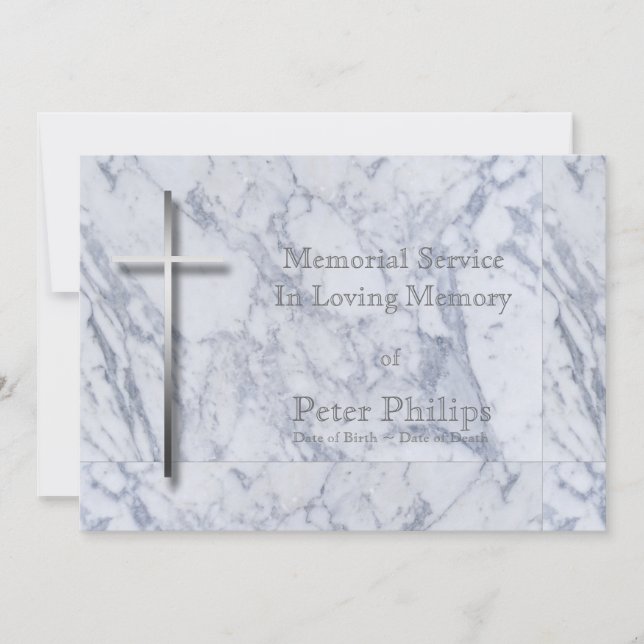 Metal Cross Marble 1 Funeral Announcement (Front)