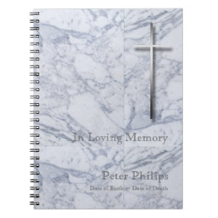 Metal Cross Marble 1 Funeral Memorial Guest Book