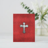 Metal Cross on Red Leather (Standing Front)